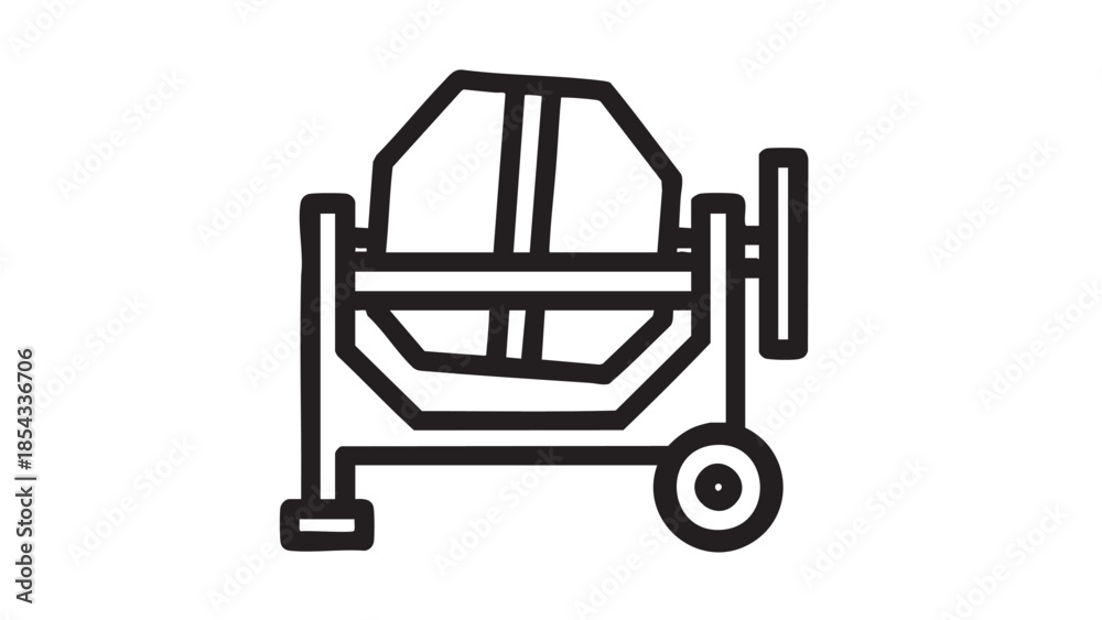 Naklejka premium Industrial cement mixer on wheels isolated on white background illustration