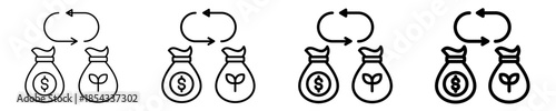 Fund Exchange Icon Set Different Style Collection
