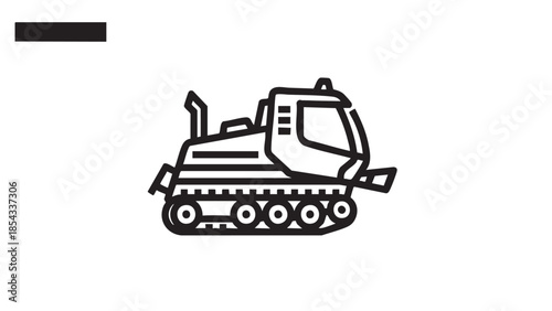 Industrial bulldozer operating in a construction site environment viewed from the side