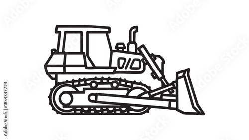 A bulldozer is operating in a construction site from a side viewpoint.