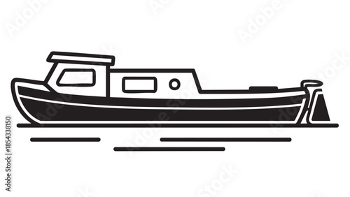 A simple illustration of a boat on calm waters from a side view