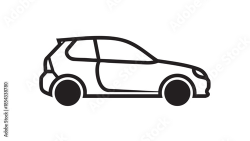 Simple illustration of a modern compact car viewed from the side on a white background