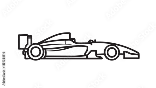 Racing car illustration viewed from the side on a white background
