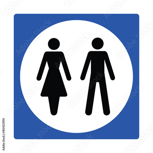 Unisex Toilet Icon with Male and Female Symbols for Public Restroom Signage – High Quality Vectorial Stock Image