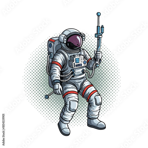 Astronaut Floating in Space with Tools, Ready for Exploration and Scientific Discovery.