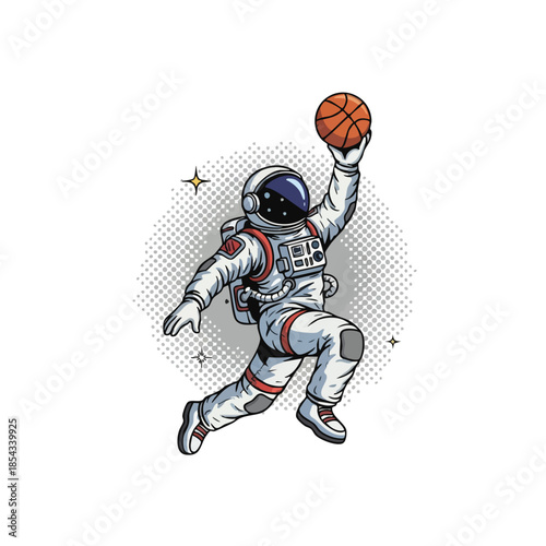 Astronaut Playing Basketball in Space.