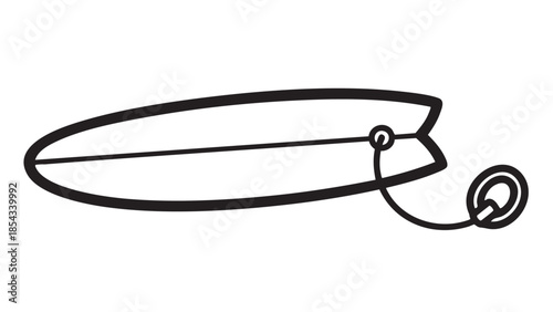 A simple black and white illustration of a fishing lure on a plain white background from a side viewpoint.