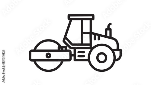 A road roller is working on a construction site