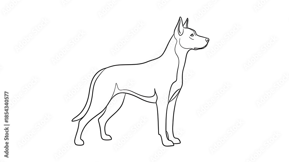 Fototapeta premium Line Art Dog Standing Outline