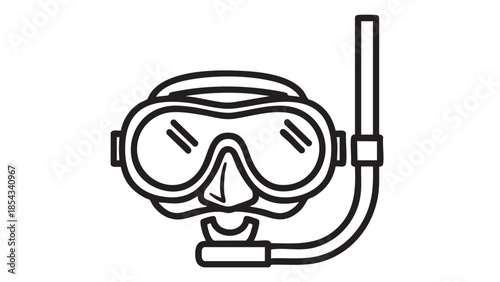 Snorkeling mask and tube illustration on a white background