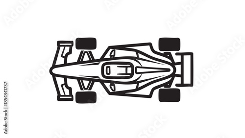 Aerial view of a sleek racing car with sharp lines and aerodynamic design