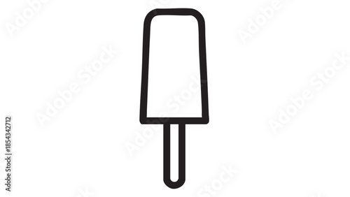 Simple black and white illustration of a popsicle on a white background