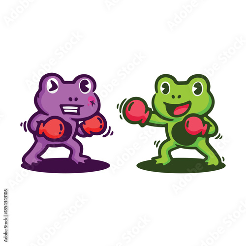Boxing Frogs Compete in Colorful Cartoon Showdown