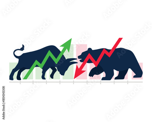 Bull and Bear Market Conflict Financial Trend Analysis
