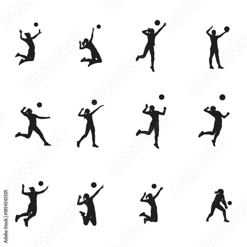 Wallpaper Mural Volleyball Player Silhouettes in Action Poses Collection Torontodigital.ca