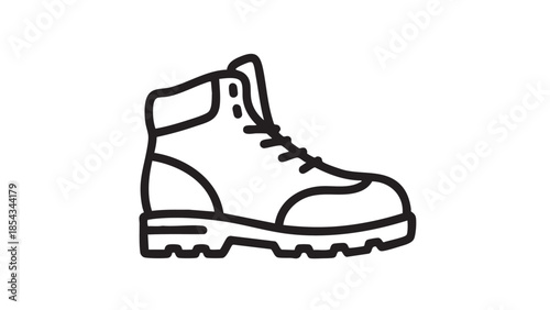 A detailed illustration of a hiking boot on a white background