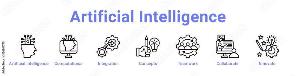 Fototapeta premium Artificial Intelligence Icon Banner and Collection