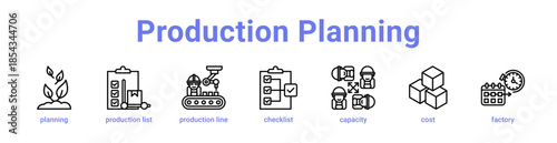 Production Planning Icon Banner and Collection