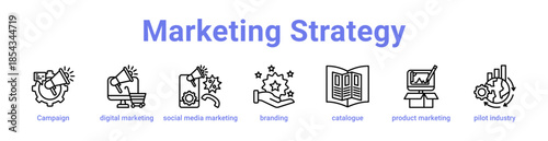 Marketing Strategy Icon Banner and Collection
