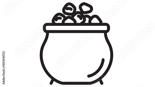 A pot filled with beans standing on a white background