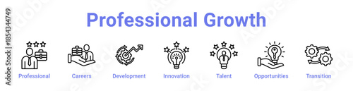 Professional Growth Icon Banner and Collection
