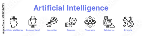 Artificial Intelligence Icon Banner and Collection