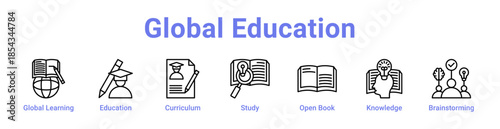 Global Education Icon Banner and Collection