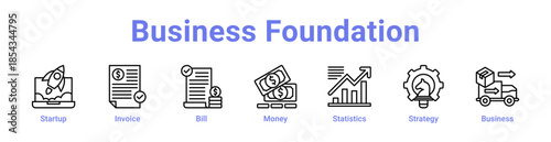 Business Foundation Icon Banner and Collection