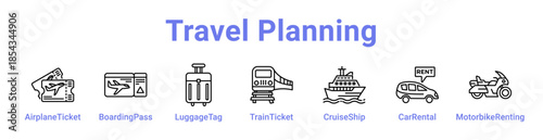 Travel Planning Icon Banner and Collection