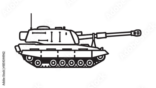 Military Tank Illustration on White Background