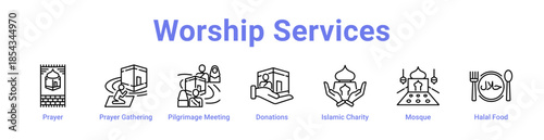 Worship Services Icon Banner and Collection