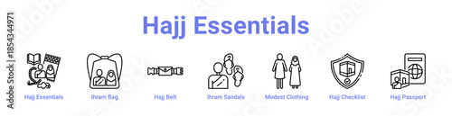 Hajj Essentials Icon Banner and Collection