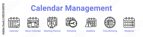 Calendar Management Icon Banner and Collection