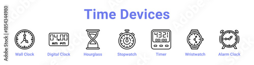 Time Devices Icon Banner and Collection
