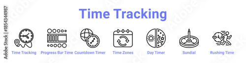 Time Tracking Icon Banner and Collection