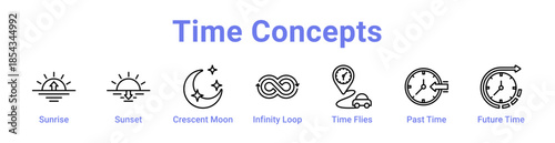 Time Concepts Icon Banner and Collection