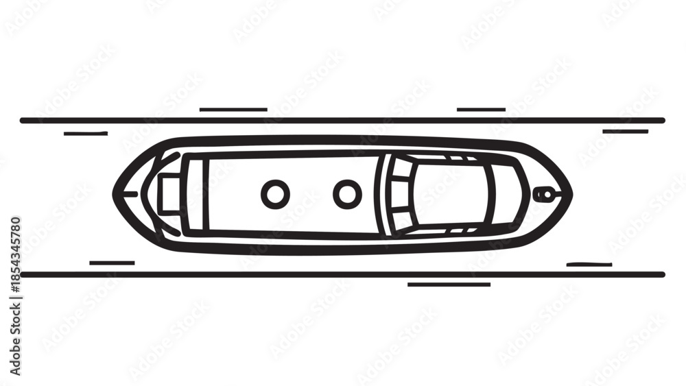 Fototapeta premium Top view of a boat on calm waters
