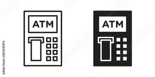 Atm icons for graphic design, logo, Web site, social media, UI, mobile app, vector illustration