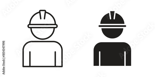 Construction worker icons for graphic design, logo, Web site, social media, UI, mobile app, vector illustration