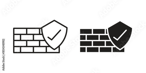 Firewall icons for graphic design, logo, Web site, social media, UI, mobile app, vector illustration