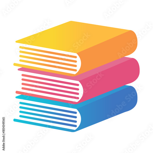 Stack of three colorful books with gradient covers, symbolizing knowledge and learning