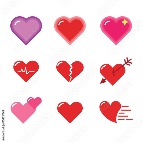 Heart Emotion Icons Set for Love Expression Design