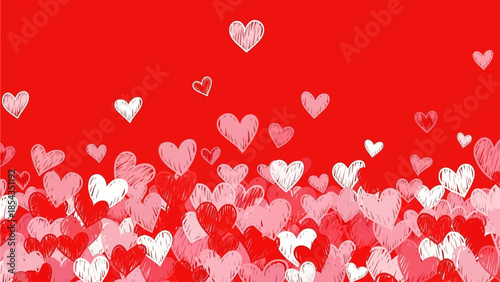 Floating Hearts Against a Vibrant Red Background Illustration