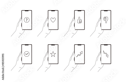スマホと持つ手のイラスト素材セット
