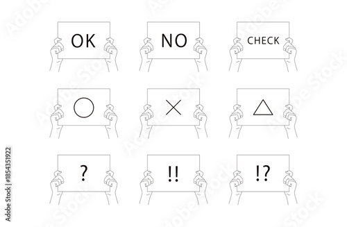 ボードと持つ手のイラスト素材セット