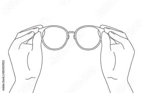 メガネと持つ手のイラスト素材