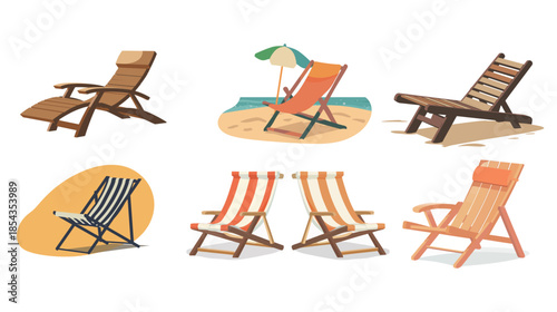 Beach chair vector icon with clean minimalist silhouette design, outdoor leisure furniture symbol representing summer vacation, seaside relaxation and travel lifestyle, suitable for tourism