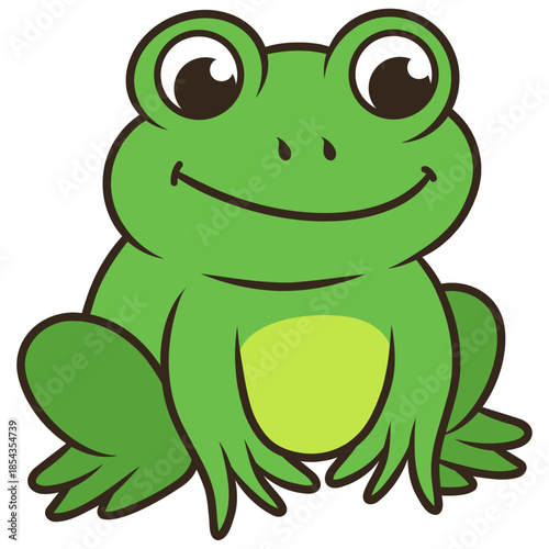 Cartoon Illustration of a Green Frog