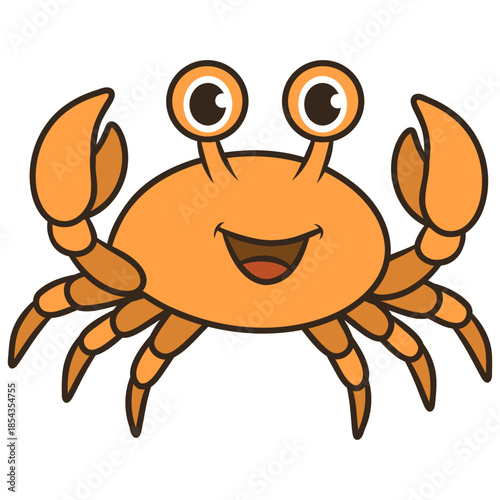 Cartoon Illustration of a Smiling Crab