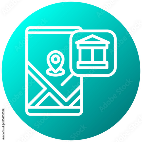 Bank Branch Gradient Icon, Mini Illustration Relate To Payment Service. Use For Modern Concept, Ui, Ux Web And App Development.